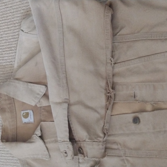 CARHARTT Sandstone Trucker Vintage Medium Button Up Jean Jacket - Picture 2 of 5
